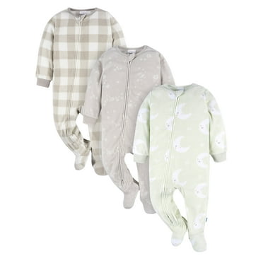 Gerber Baby and Toddler Neutral Microfleece Blanket Sleeper Pajamas, 3-Pack, Sizes 0/3M-5T