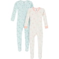 thumbnail image 1 of Gerber Baby and Toddler Neutral Tight Fitting Footed Unionsuits, 2-Pack, Sizes 0/3 Months - 5T, 1 of 8