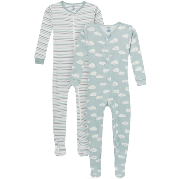 Gerber Baby and Toddler Neutral Tight Fitting Footed Unionsuits, 2-Pack, Sizes 0/3 Months - 5T