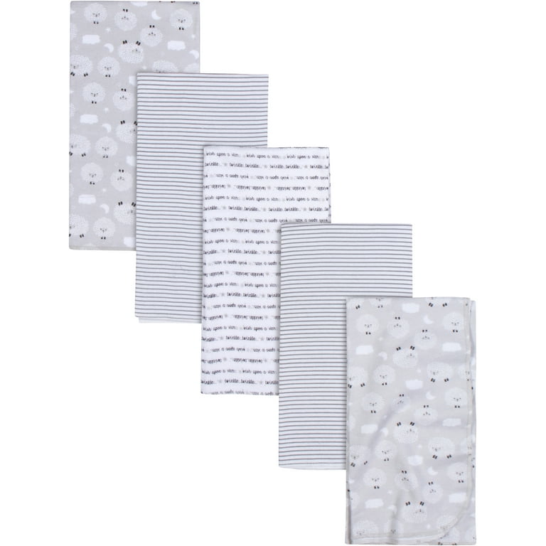 Gerber Baby Girls 100% Cotton Flannel Receiving Blankets, 5-Pack