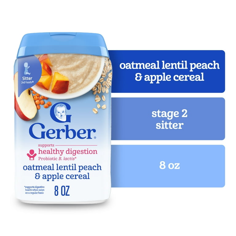 Gerber Baby Cereal with Probiotics, Oatmeal Peach Apple, oz