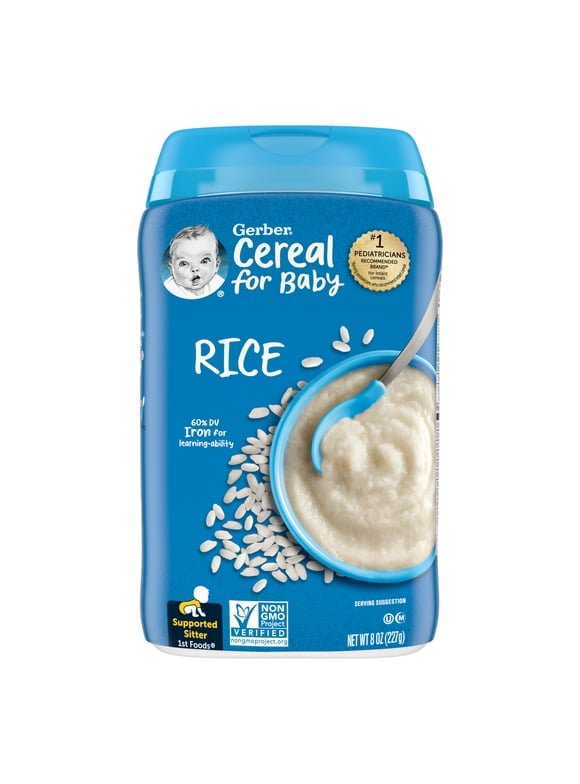Gerber Cereal for Babyrain &row 1st Foods Rice Baby Cereal, 8 oz Canister