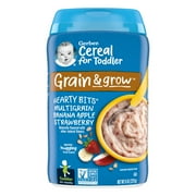 Gerber Cereal for Toddler Grain & Grow Hearty Bits Multigrain Baby Cereal, Banana Apple Strawberry, 8 oz Canister