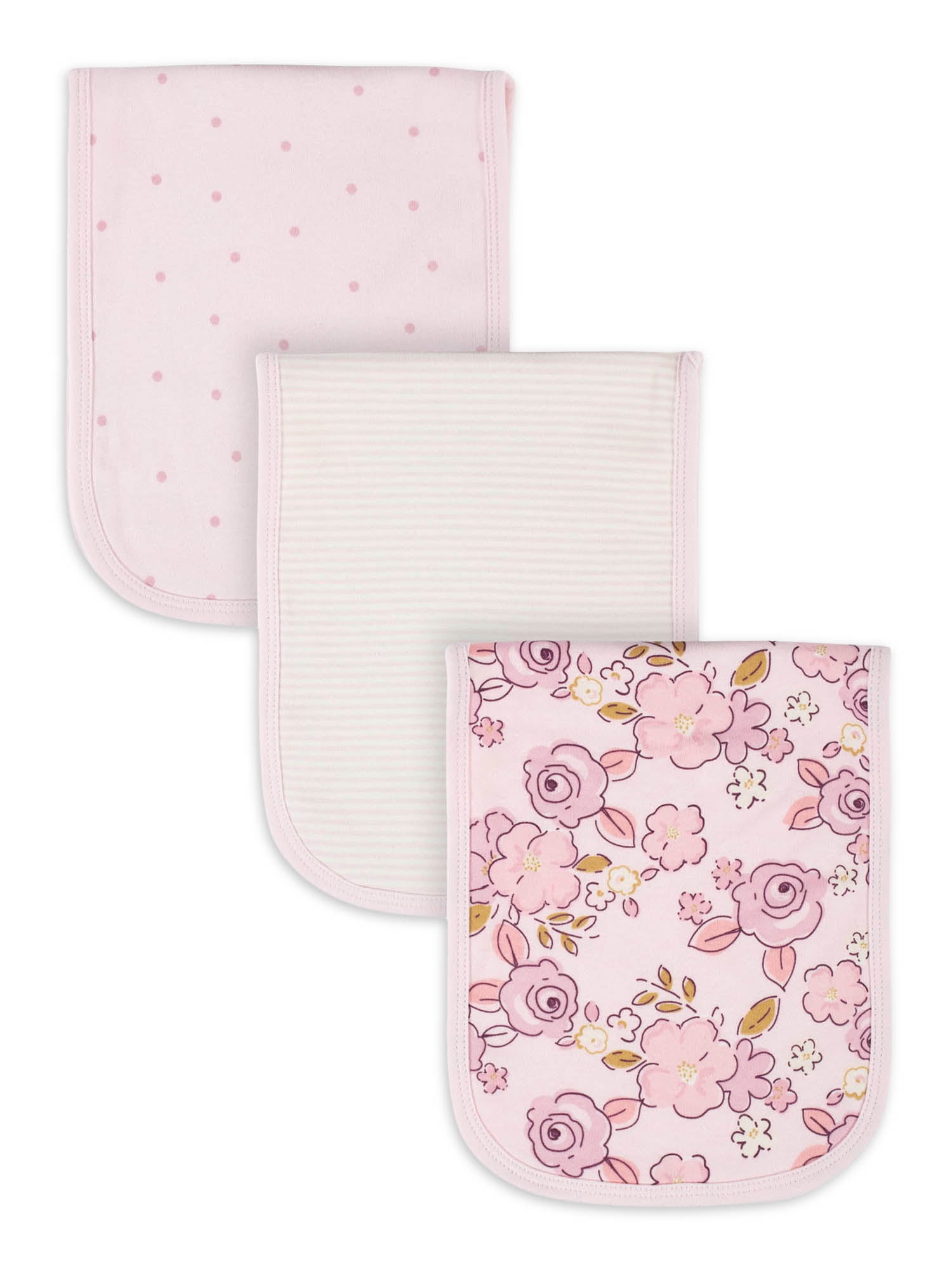 Gerber Cotton Burp Cloth, 3pk Girls