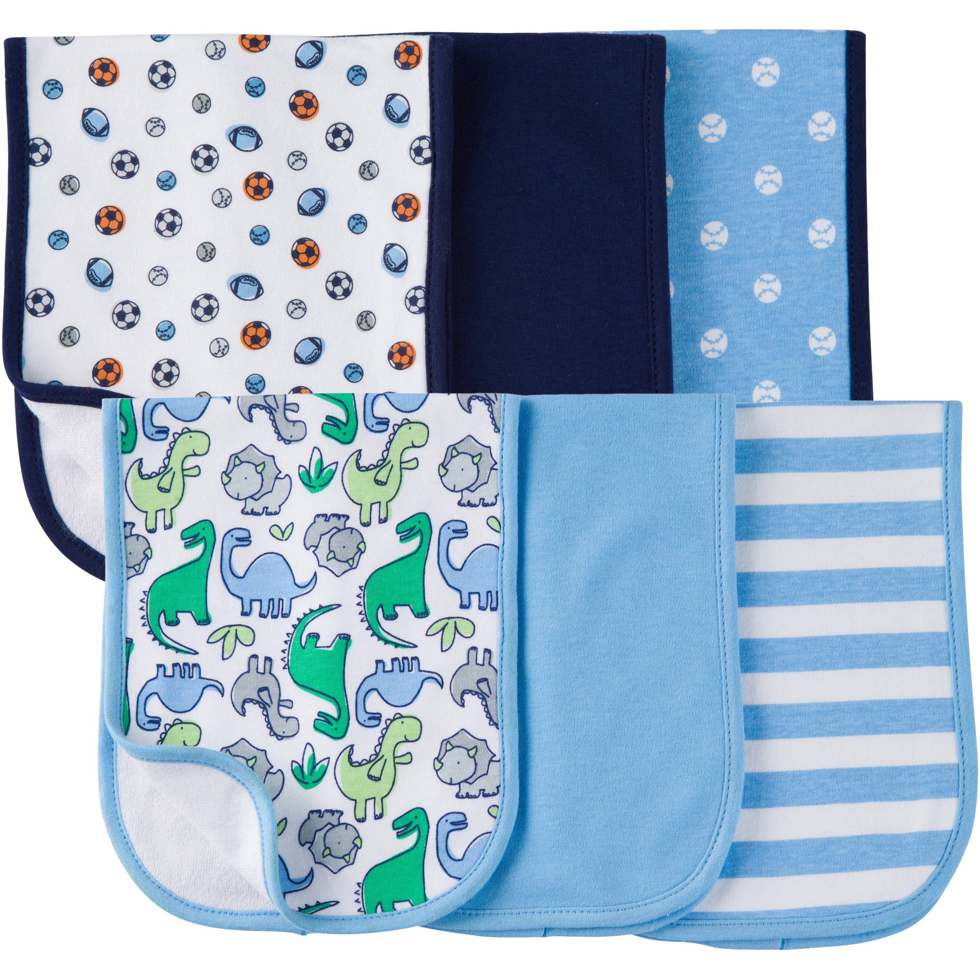 Gerber Cotton Burp Cloth, 6pk Boys
