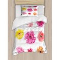 thumbnail image 1 of Gerber Daisy Duvet Cover Set Twin Size, Gerbera Flower Heads in Pink and Yellow Shades Watercolor Aquarelle Artwork, Decorative 2 Piece Bedding Set with 1 Pillow Sham, Multicolor, by Ambesonne, 1 of 3
