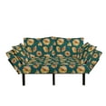 thumbnail image 1 of Gerber Daisy Futon Couch, Fresh Spring Garden Pattern with Yellow Flower Growth and Green Leaves on Blue, Daybed with Metal Frame Upholstered Sofa for Living Dorm, Loveseat, Multicolor, by Ambesonne, 1 of 4