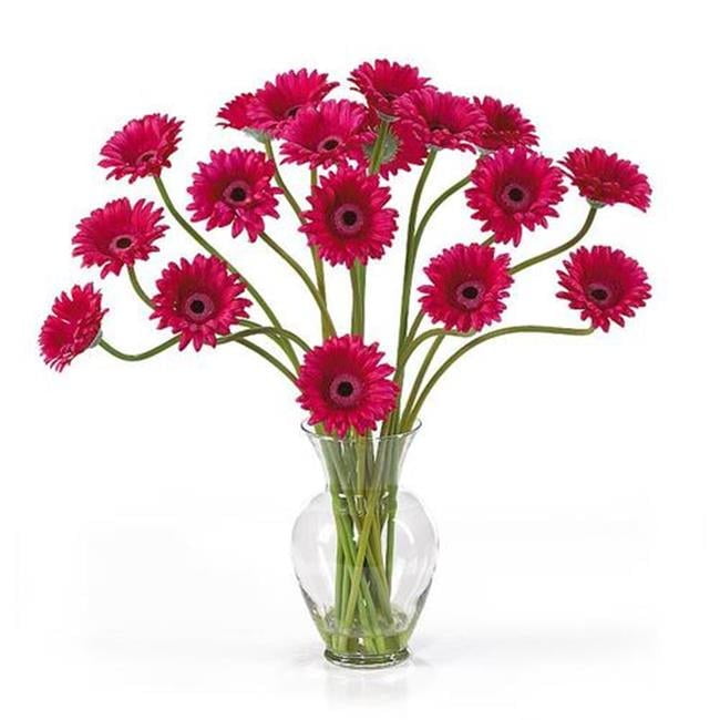 Beauty Pink Silk Gerber Daisy Arrangement in Glass Vase