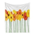 thumbnail image 1 of Gerber Daisy Soft Flannel Fleece Blanket, Orange and Yellow Color Flowers on Green Stems Horizontal Border, Cozy Plush for Indoor and Outdoor Use, 60" x 80", Orange Yellow and Green, by Ambesonne, 1 of 6