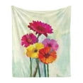 thumbnail image 1 of Gerber Daisy Soft Flannel Fleece Blanket, Posy of Spring Flowers Oil Painting Style Impressionist Still Life Art Theme, Cozy Plush for Indoor and Outdoor Use, 50" x 70", Multicolor, by Ambesonne, 1 of 5