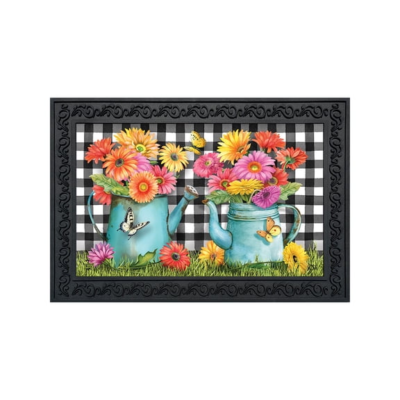Briarwood Lane Spring Doormat 30x18 Indoor Outdoor Gerber Daisy Watering Can For Spring Doormat