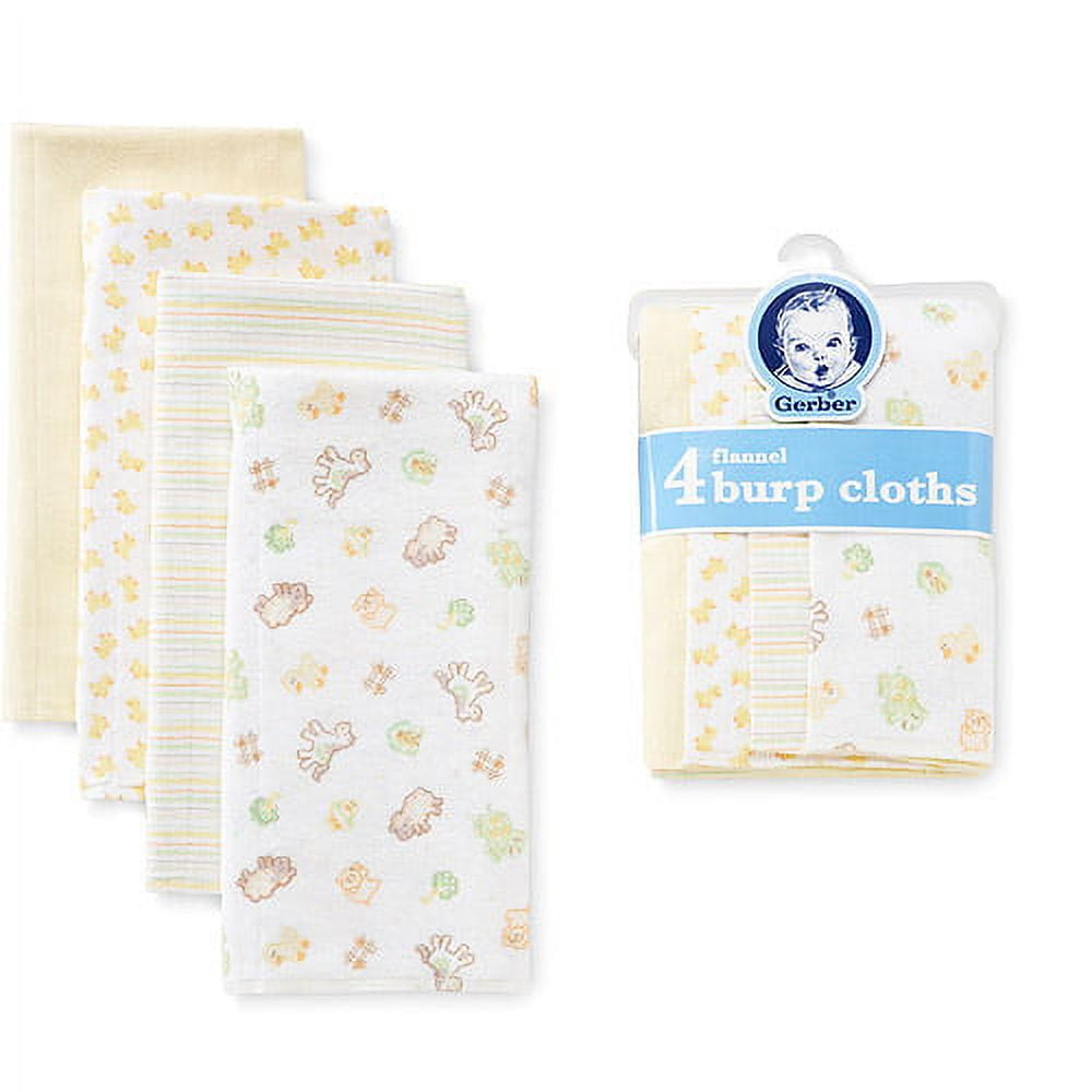 Gerber Flannel Burp Cloth 4Pack, Yellow