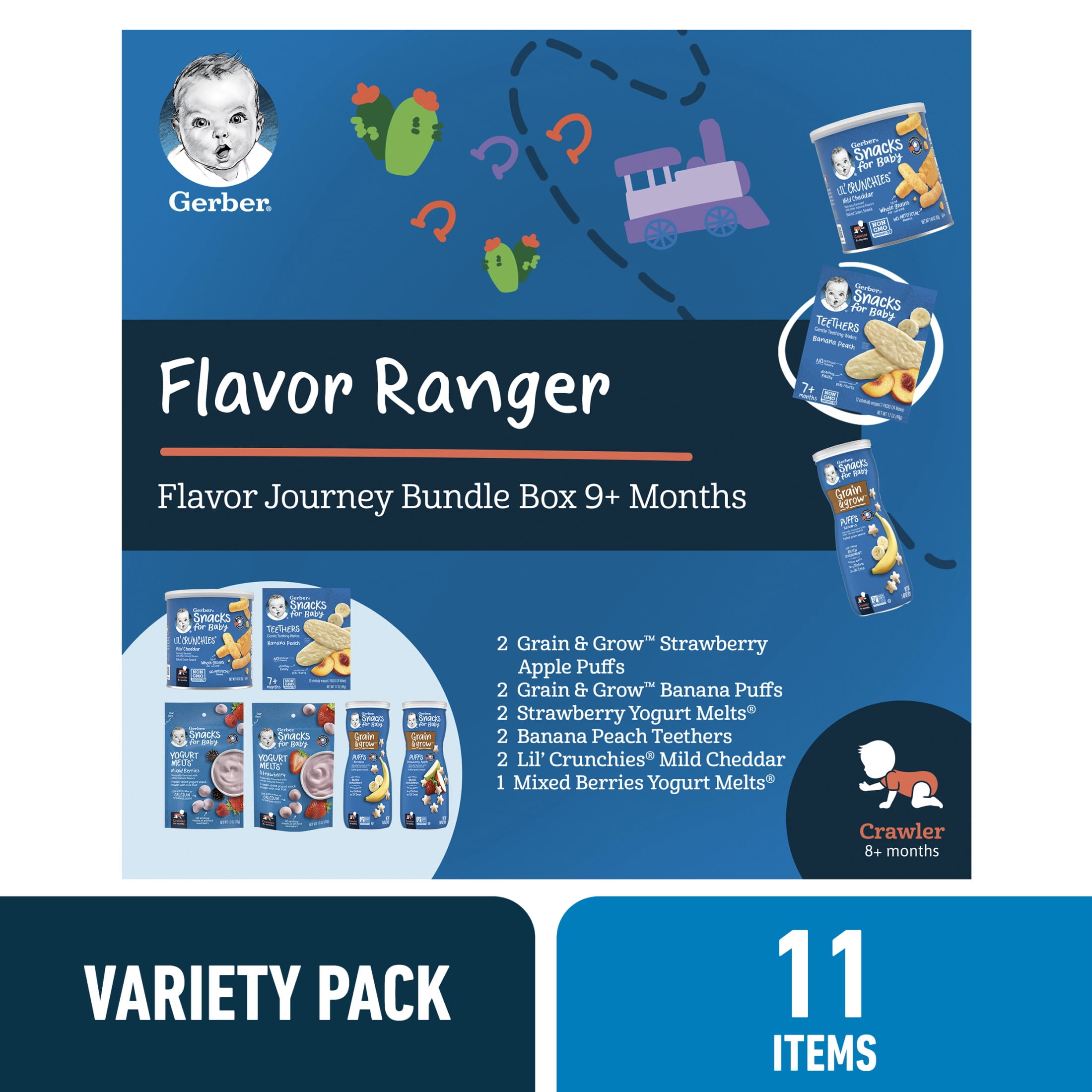 Gerber Flavor Ranger Stage 3 Baby Snacks & Teethers, Baby Food Variety Pack, Pack of 11