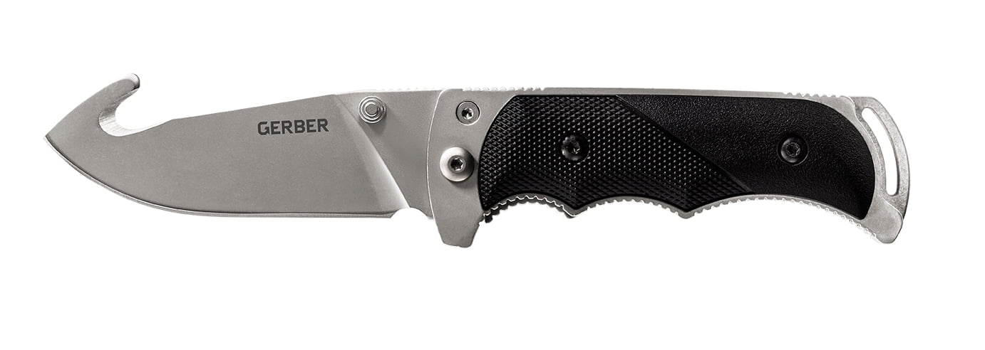 Gerber Freeman Guide Folder Knife, Gut Hook, Plain Edge, Nylon Sheath