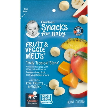 Gerber Fruit & Veggie Melts Truly Tropical Blend Stage 3 Toddler Snack, 1 oz Bag