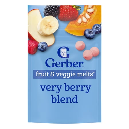 Gerber Snacks for Baby Fruit & Veggie Melts Baby Snack, Very Berry Blend, 1 oz Bag