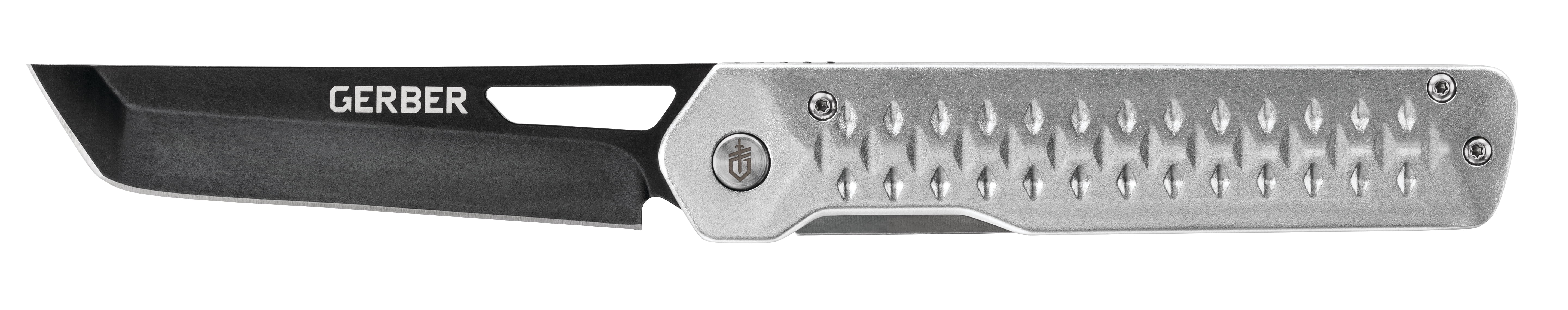 Gerber Gear Ayako Silver, Folding Pocket Knife, EDC, Black Oxide Tanto Blade