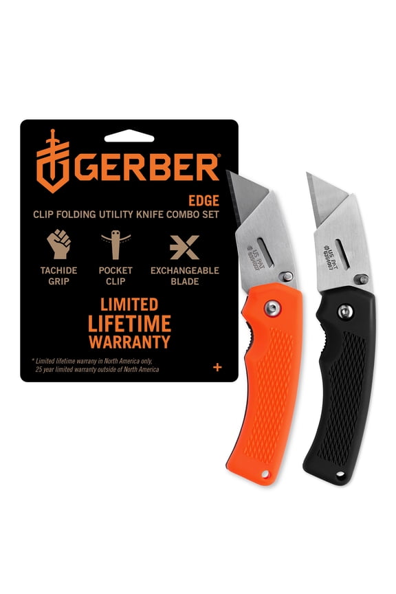 Edge Exchange-A-Blade Clip Utility Box Cutter Folding Razor Knives, 2 Pack