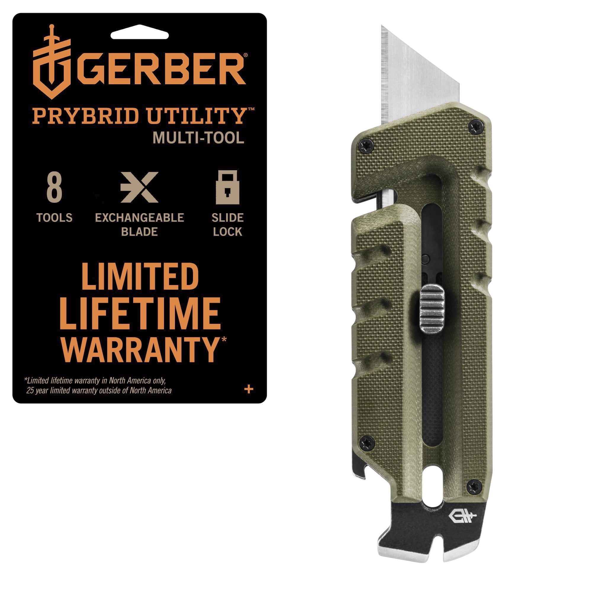 Gerber Gear Prybrid Utility, Multi-Tool, Pocket Knife with Prybar, Sage