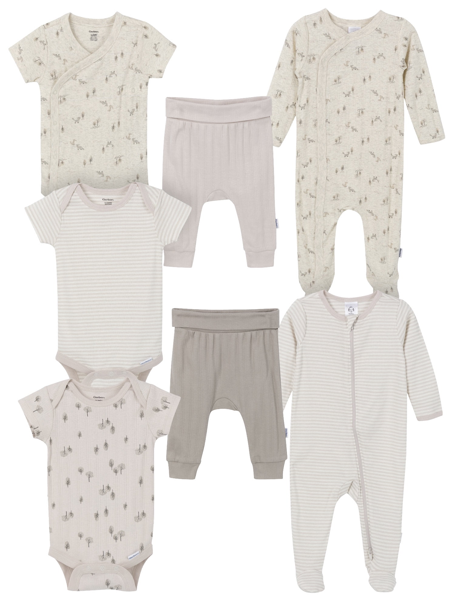 Gerber Gender Neutral 7-Piece Outfit Set, Sizes 0/3 Months - 6/9 Months