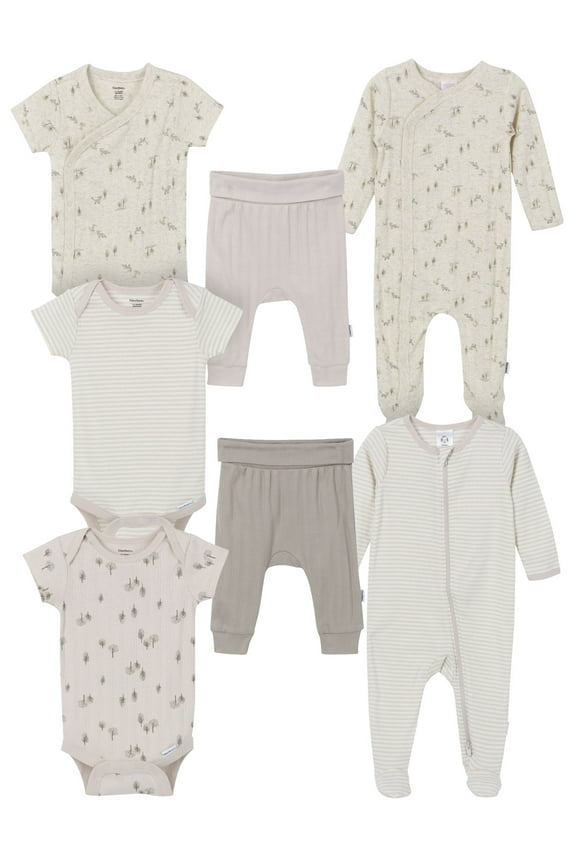 Gender Neutral 7-Piece Outfit Set, Sizes 0/3 Months - 6/9 Months