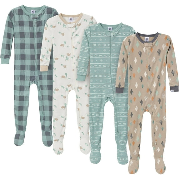 Gerber Gender Neutral Footed One-Piece Pajamas, 4-Pack, Sizes 0/3 Months - 5T