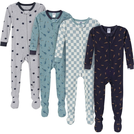 Gerber Gender Neutral Footed One-Piece Pajamas, 4-Pack, Sizes 0/3 Months - 5T