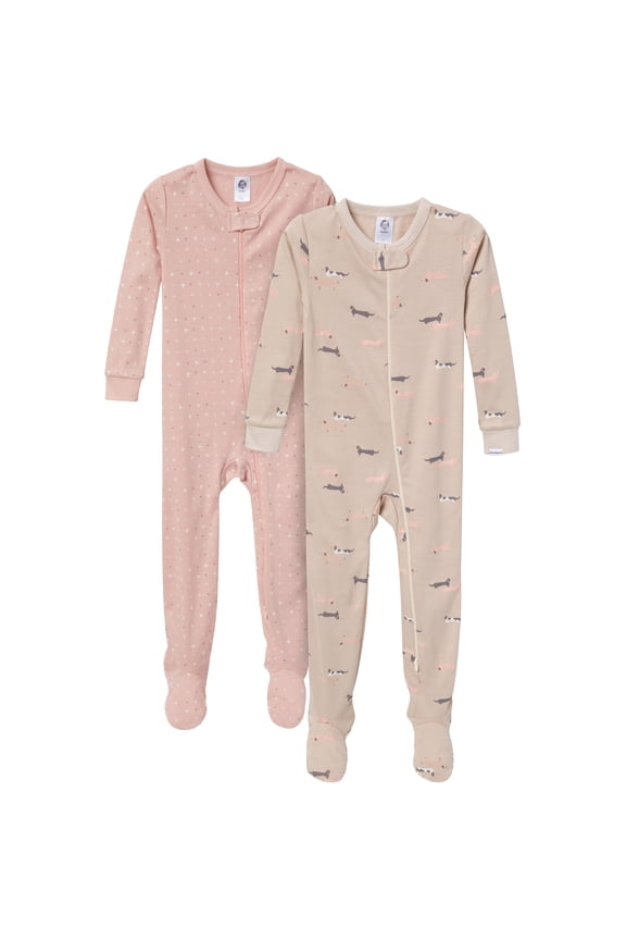 Gender Neutral Footed Pajamas, 2-Pack, 0/3 Months - 5T