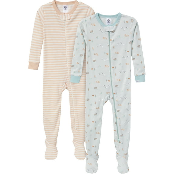 Gerber Gender Neutral Footed Pajamas, 2-Pack, 0/3 Months - 5T