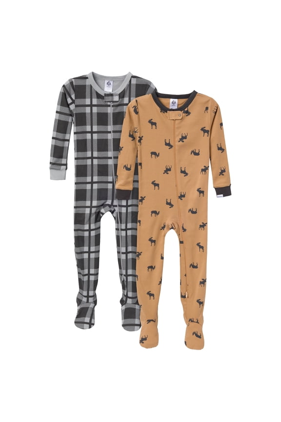 Gender Neutral Footed Pajamas, 2-Pack, 0/3 Months - 5T