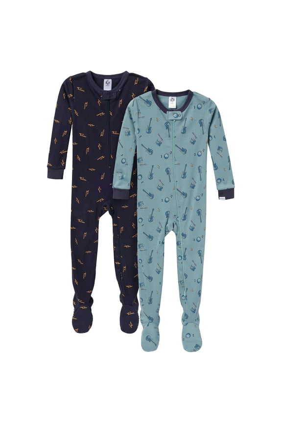 Gender Neutral Footed Pajamas, 2-Pack, 0/3 Months - 5T