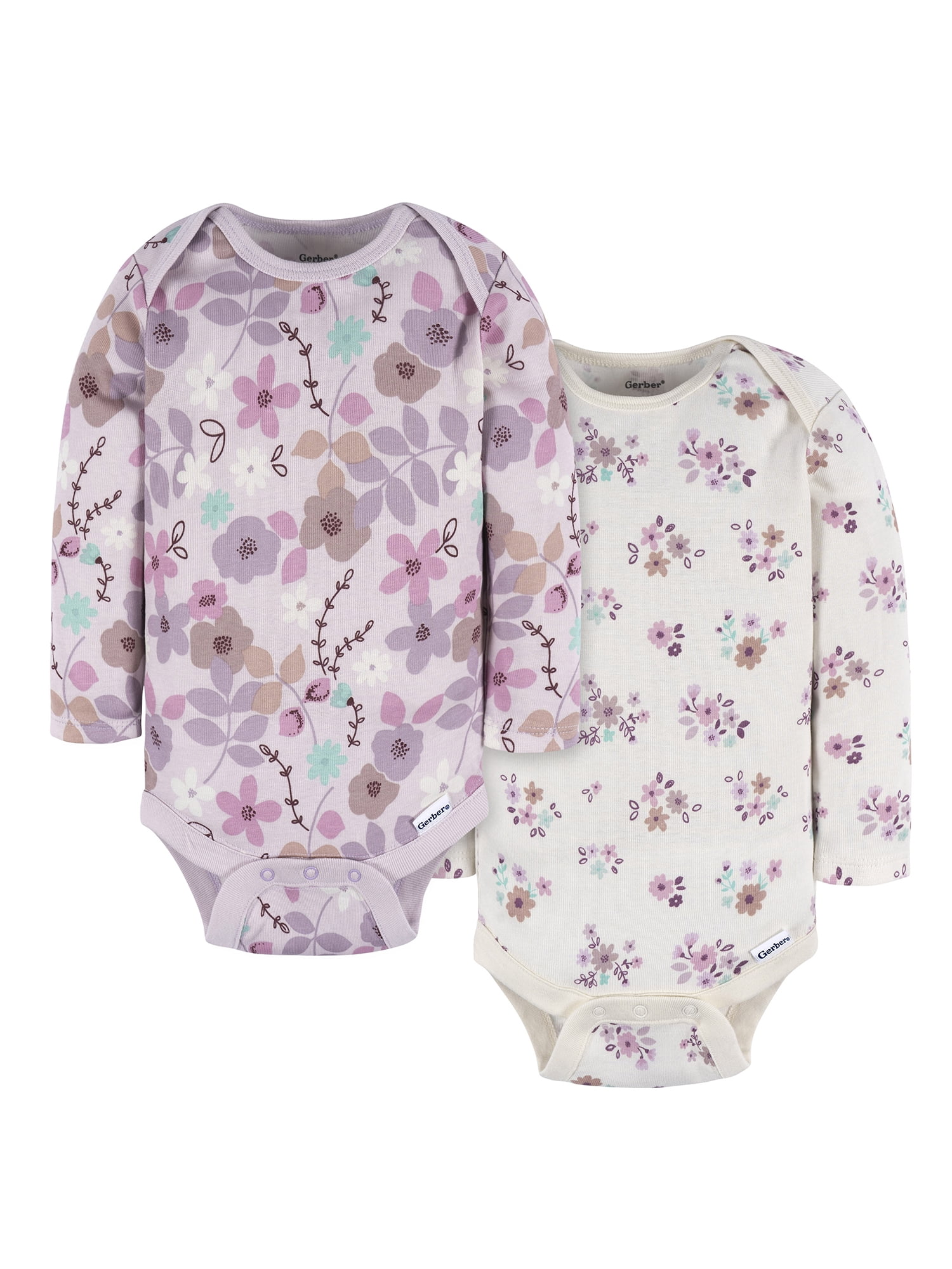 Gerber Gender Neutral Long Sleeve Onesies, 2-Pack, Sizes 0/3 Months - 12 Months