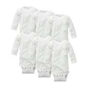 Gerber Gender Neutral Long Sleeve White Onesies Cotton Bodysuits, 6-Pack, Sizes Preemie-24 Months