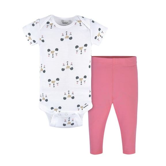 Gerber Gender Neutral Short Sleeve Onesie and Pant Outfit Set, 2-Piece, Sizes 0/3 Months - 12 Months