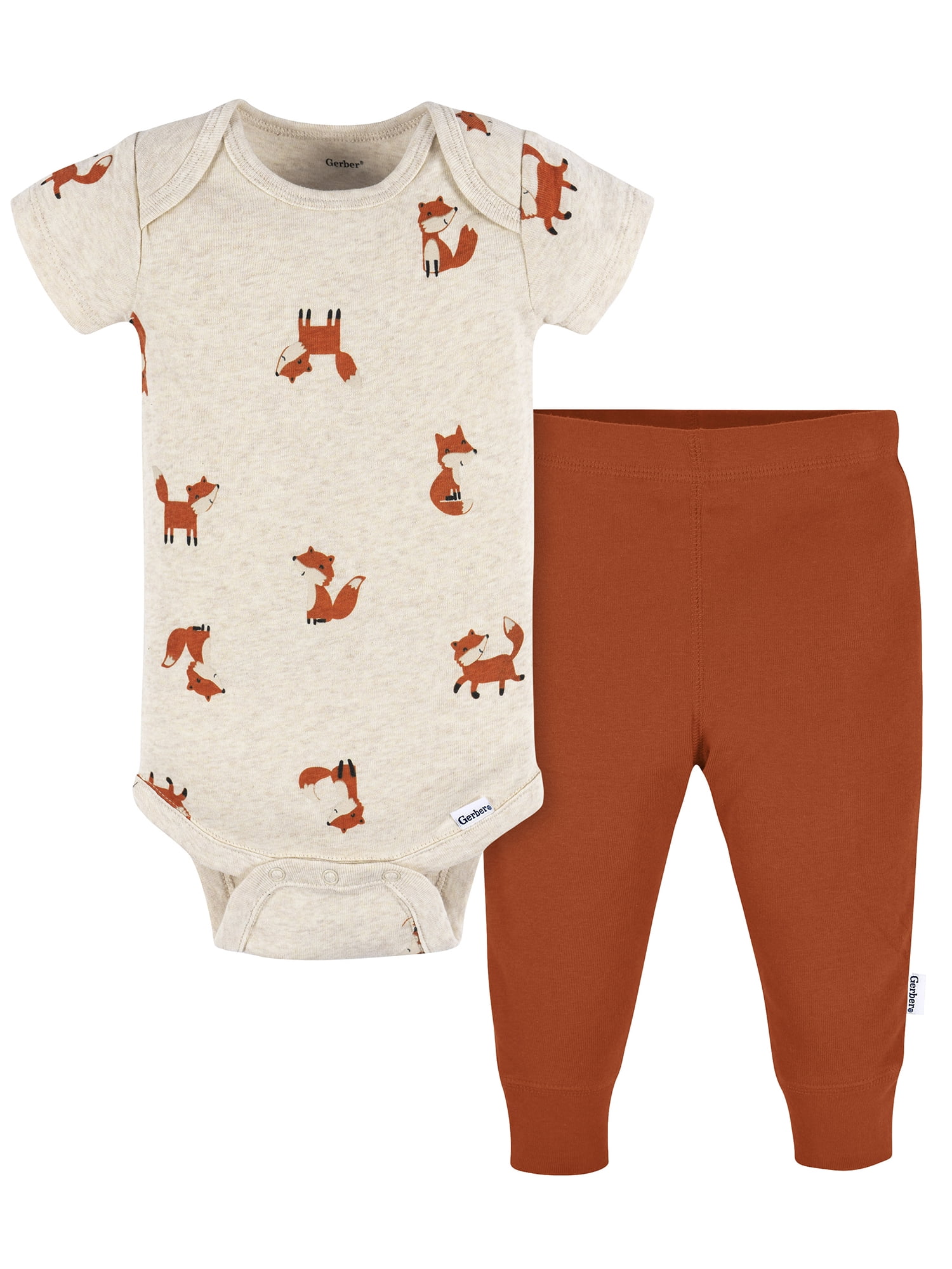 Gerber Gender Neutral Short Sleeve Onesie and Pant Outfit Set, 2-Piece, Sizes 0/3 Months - 12 Months