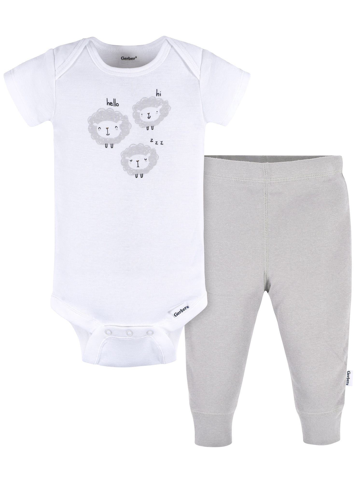 Gerber Gender Neutral Short Sleeve Onesie and Pant Outfit Set, 2-Piece, Sizes 0/3 Months - 12 Months
