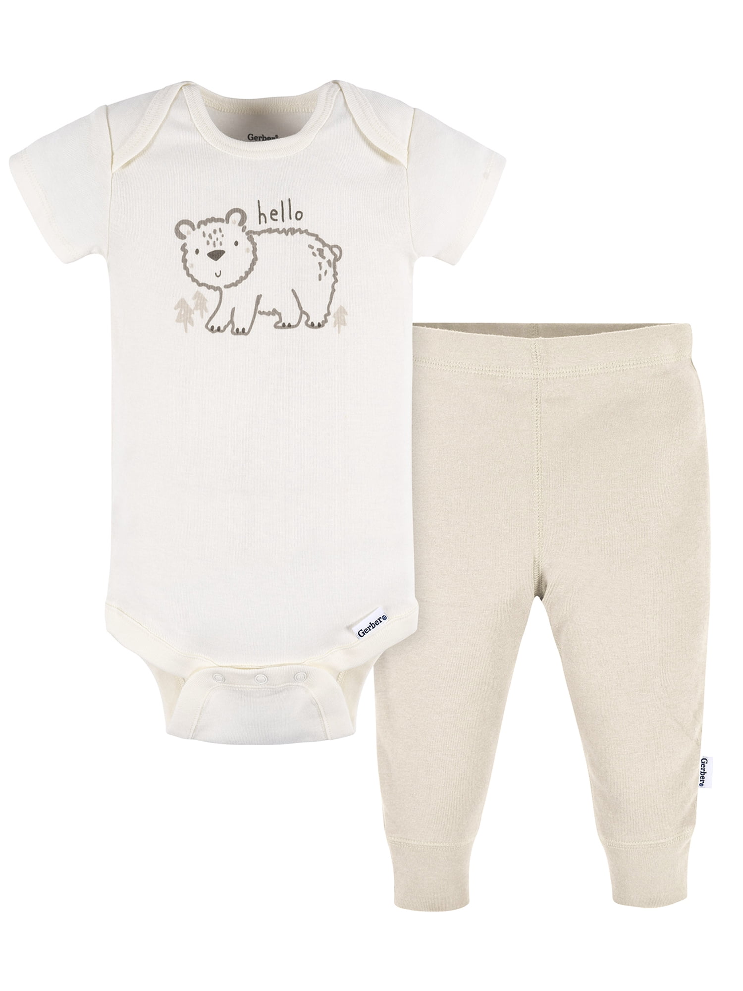 Gerber Gender Neutral Short Sleeve Onesie and Pant Outfit Set, 2-Piece, Sizes 0/3 Months - 12 Months