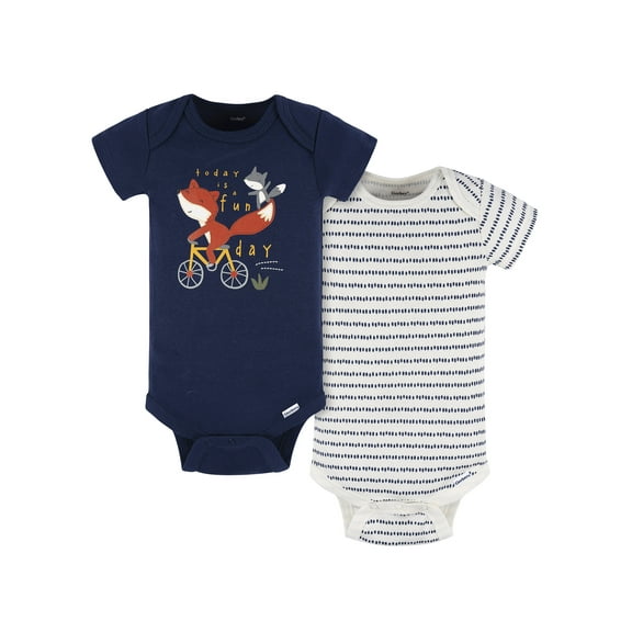 Gerber Gender Neutral Short Sleeve Onesies, 2-Pack, Sizes 0/3 Months - 12 Months