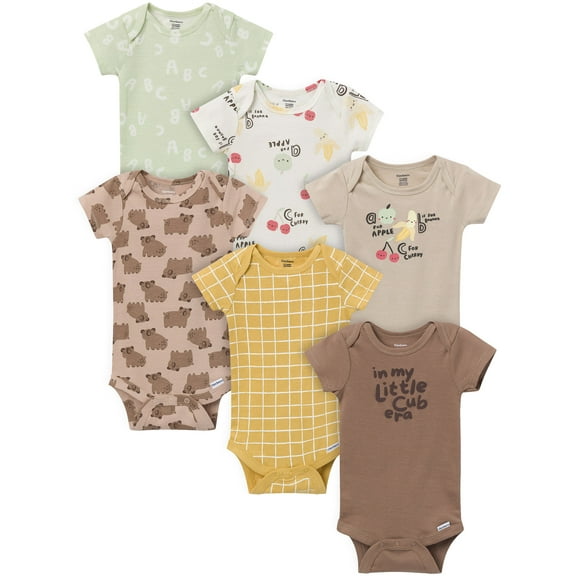 Gerber Gender Neutral Short Sleeve Onesies, 6-Pack, Sizes Newborn - 18 Months