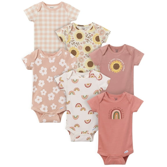Gerber Gender Neutral Short Sleeve Onesies, 6-Pack, Sizes Newborn - 18 Months