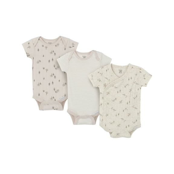 Gerber Gender Neutral Short Sleeve Variety Onesies, 3-Pack, Sizes Newborn - 6/9 Months