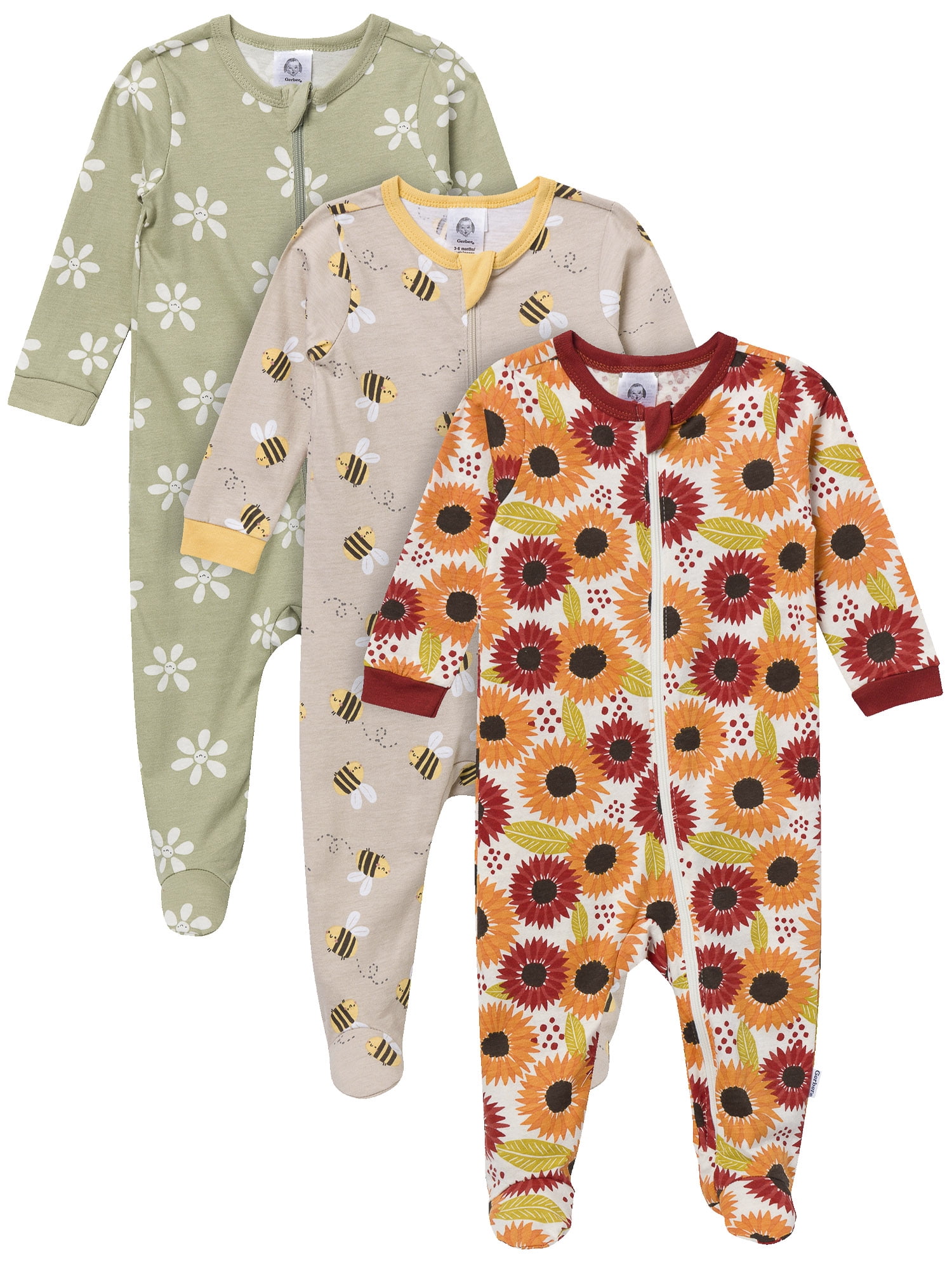Gender Neutral Sleep ´N Play Footed Pajama, 3-Pack, Sizes Newborn - 6/9 Months