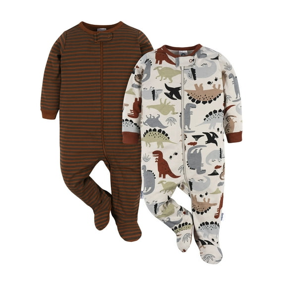 Gerber Gender Neutral Sleep ´N Play Footed Pajamas, 2-Pack, Sizes 0/3 Months - 12 Months
