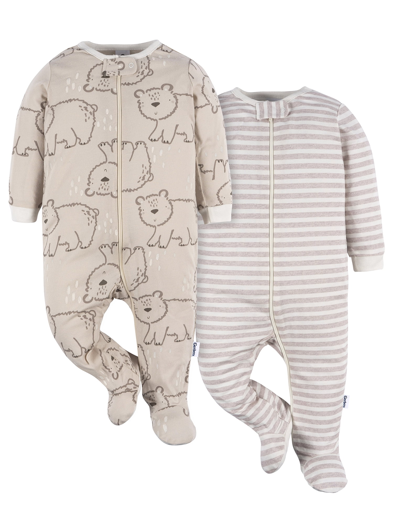 Gerber Gender Neutral Sleep ´N Play Footed Pajamas, 2-Pack, Sizes 0/3 Months - 12 Months
