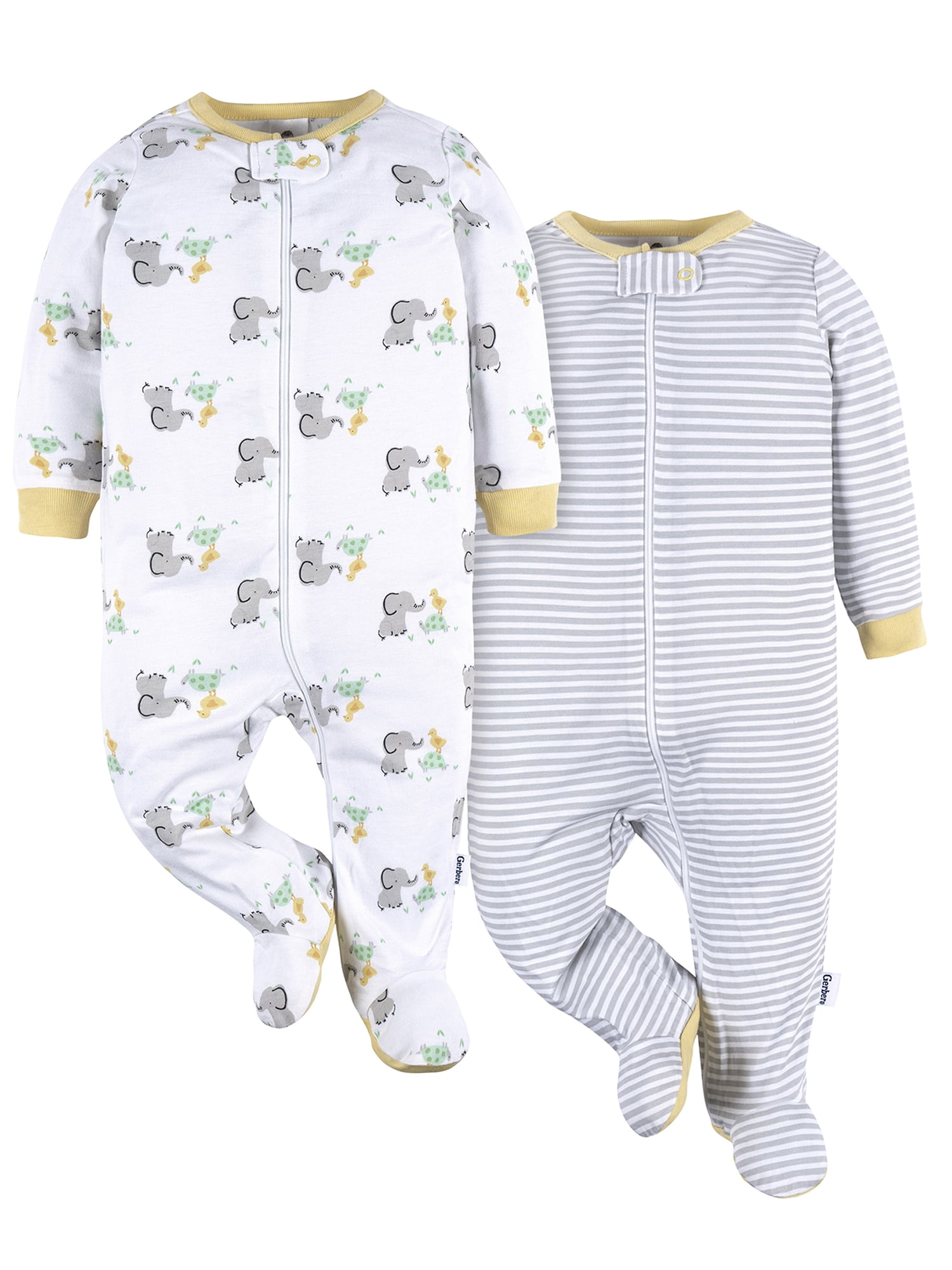 Gerber Gender Neutral Sleep ´N Play Footed Pajamas, 2-Pack, Sizes 0/3 Months - 12 Months
