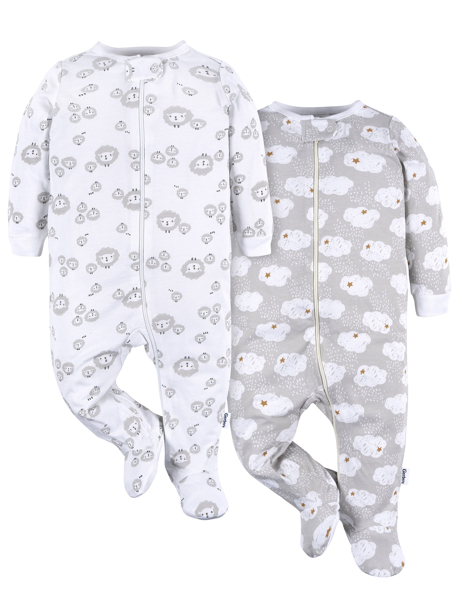 Gerber Gender Neutral Sleep ´N Play Footed Pajamas, 2-Pack, Sizes 0/3 Months - 12 Months