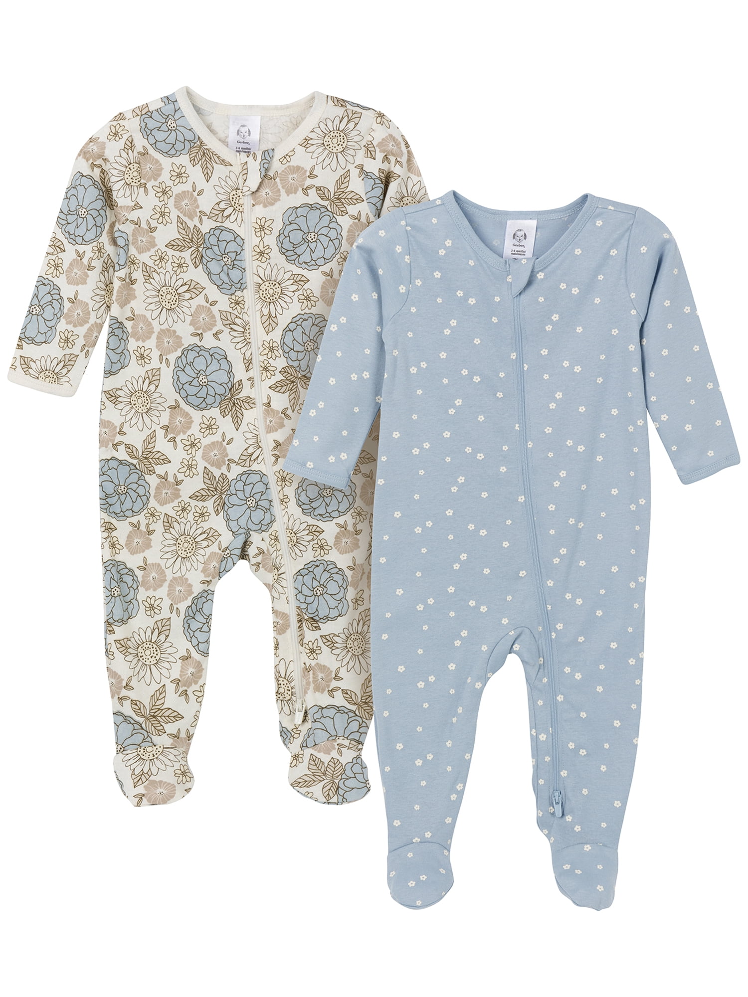 Gerber Gender Neutral Sleep ´N Play Footed Pajamas, 2-Pack, Sizes Preemie - 6/9 Months