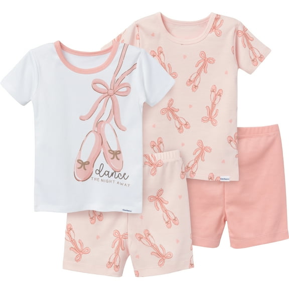 Gerber Gender Neutral Top and Short Pajama Sets, 4-Piece, Sizes 12 Months - 5T