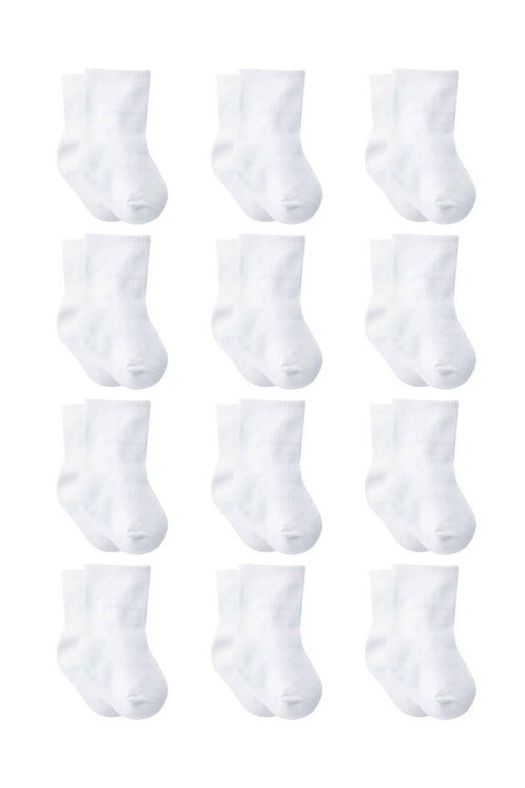 Gender Neutral Unisex Wiggle-Prof Jersey Crew Socks, 12-Pack, Sizes 0/6 Months - 6/12 Months