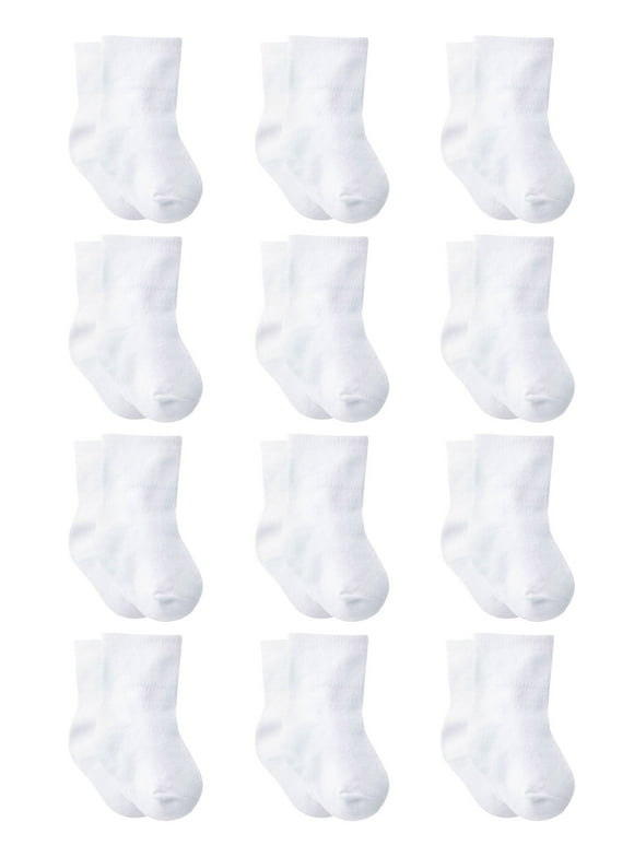 Gerber Gender Neutral Unisex Wiggle-Prof Jersey Crew Socks, 12-Pack, Sizes 0/6 Months - 6/12 Months